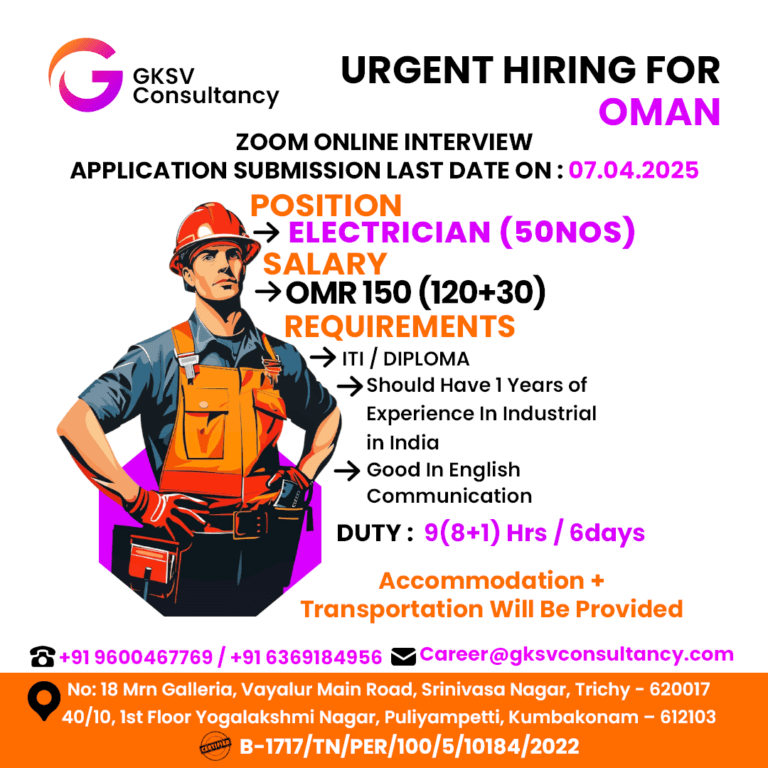 Urgent Hiring for Oman