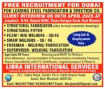 Urgent Hiring for Dubai – Leading Steel Fabrication & Erection Company