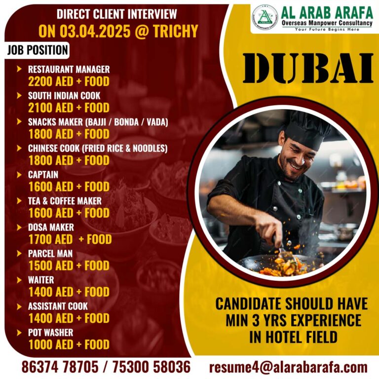 WALKIN DIRECT INTERVIEW ON 03.04.2025 @ TRICHY