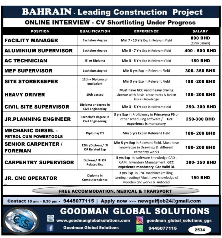 LEEDING CONSTRUCTION PROJECT -BAHRAIN ONLINE INTERVIEW