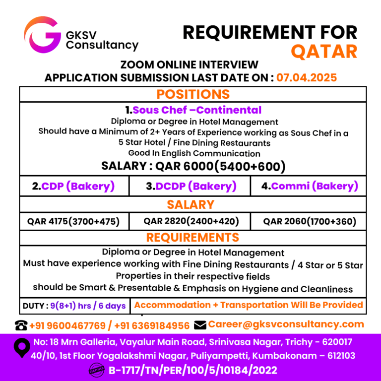 Urgent Hiring for Qatar