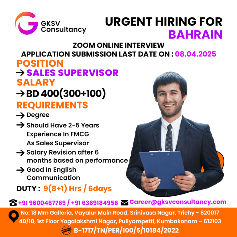 Urgent Hiring for Bahrain
