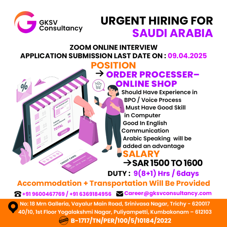 Urgent Hiring for saudi arabia