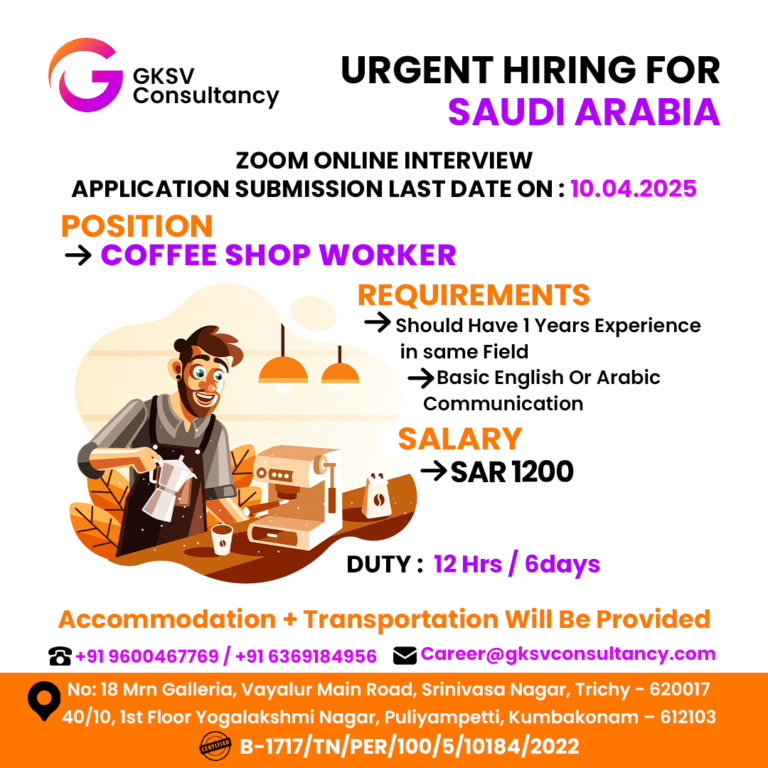 Urgent Hiring for saudi arabia