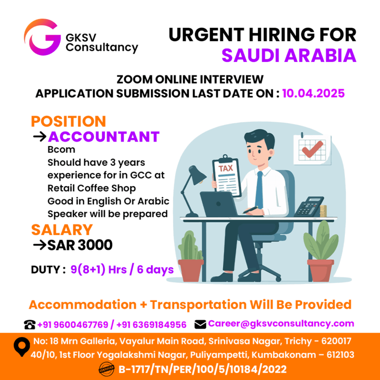Urgent Hiring for saudi arabia
