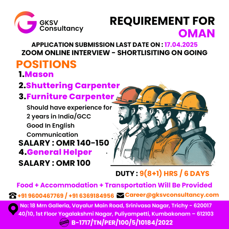 Urgent Hiring for Oman