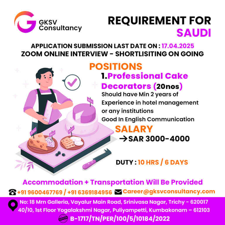 Urgent Hiring for saudi arabia