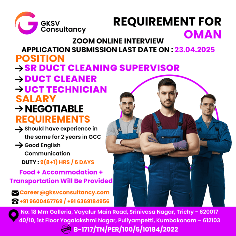 Urgent Hiring for Oman