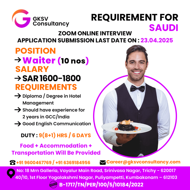 Urgent Hiring for saudi arabia
