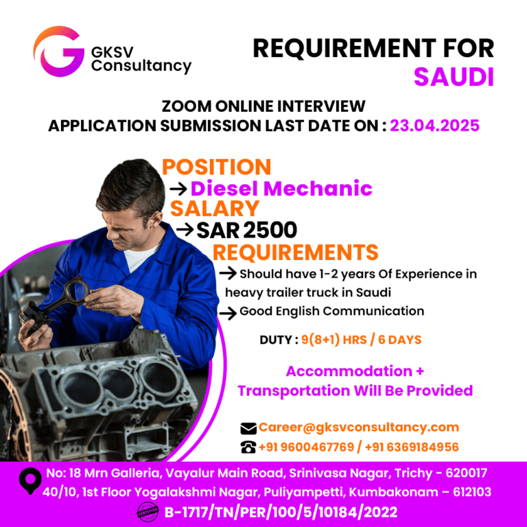 Urgent Hiring for saudi arabia