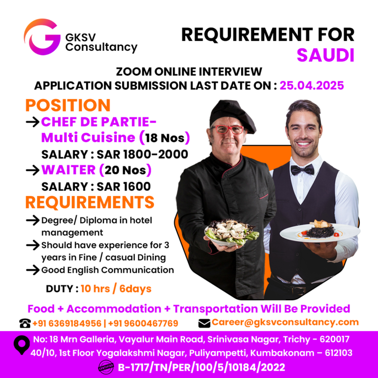 Urgent Hiring for saudi arabia