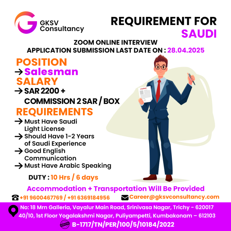 Urgent Hiring for saudi arabia