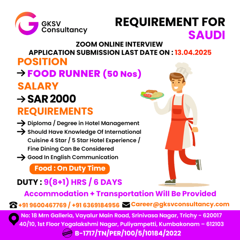 Urgent Hiring for saudi arabia