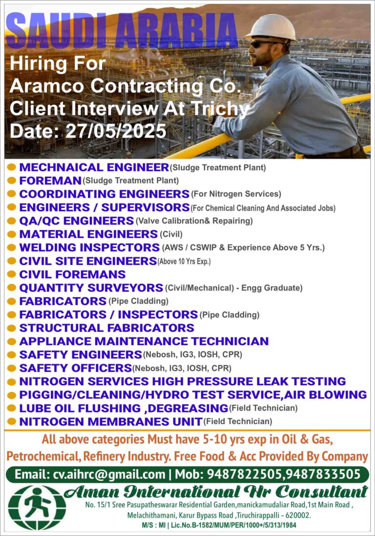 FINAL CLIENT INTERVIEW @ TRICHY ON 27/05/2025 | ARAMCO PROJECT