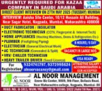 URGENTLY REQUIRED FOR KAZAA COMPANY IN SAUDI ARABIA