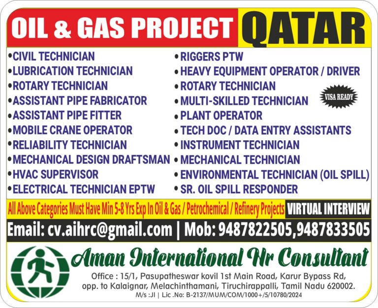 HIRING FOR QATAR | OIL & GAS PROJECT