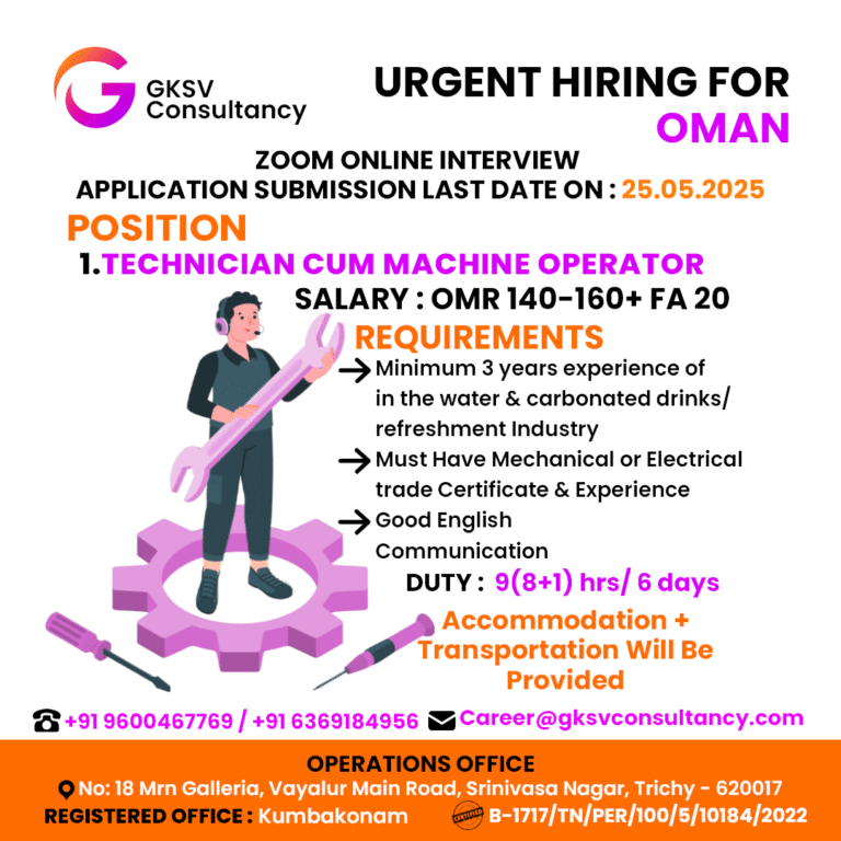 Urgent Hiring for Oman