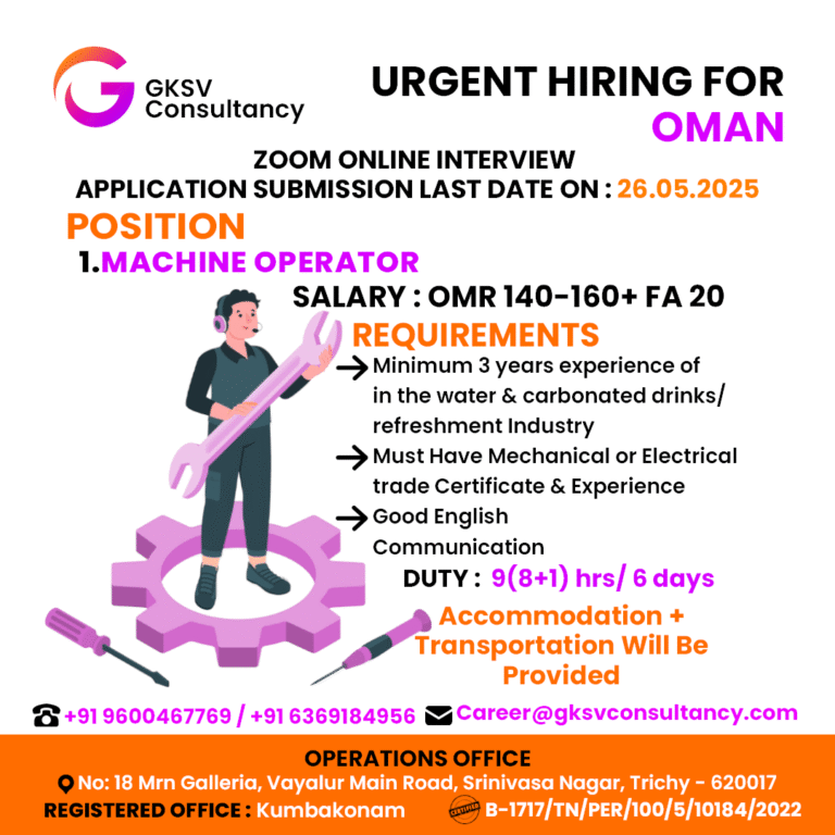 Urgent Hiring for Oman