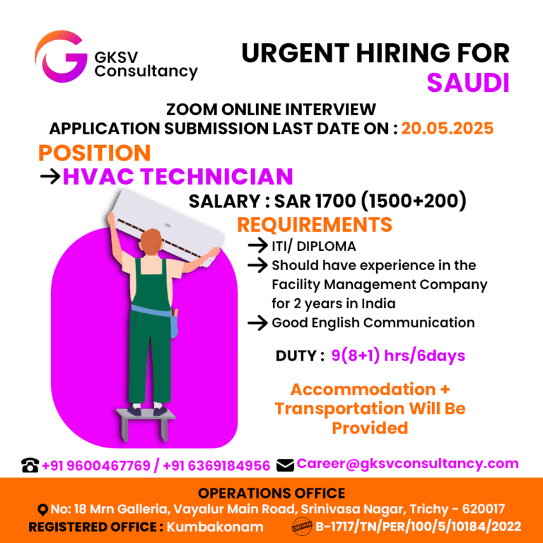 Urgent Hiring for saudi arabia