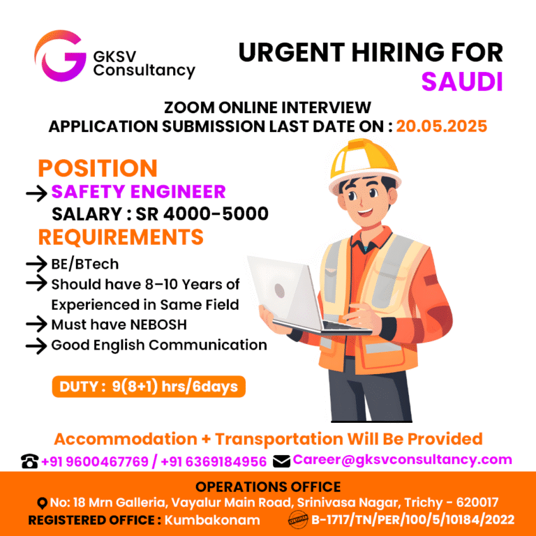 Urgent Hiring for saudi arabia