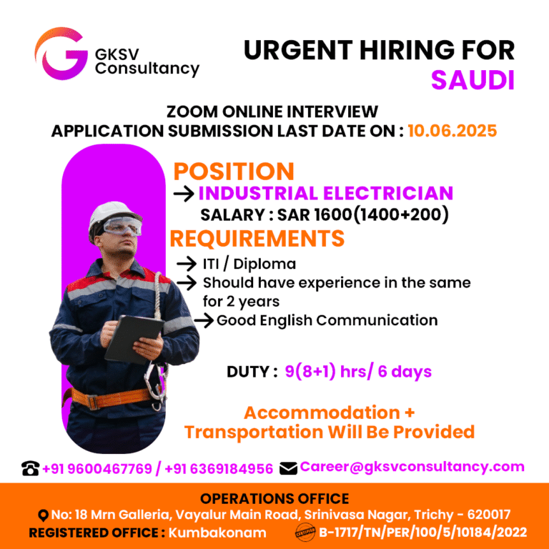 Urgent Hiring for saudi arabia