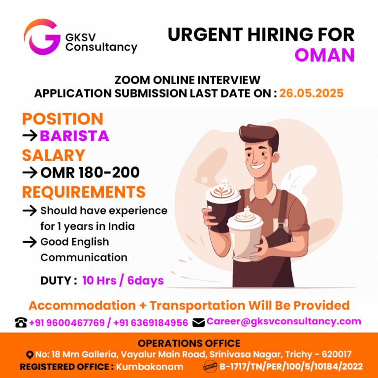 Urgent Hiring for Oman