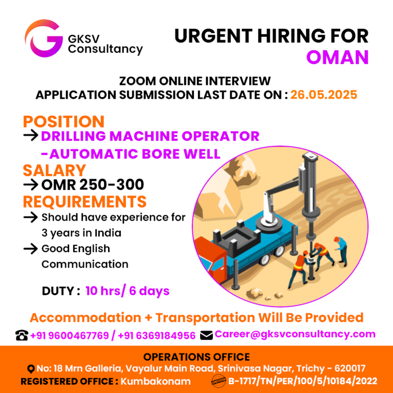 Urgent Hiring for Oman
