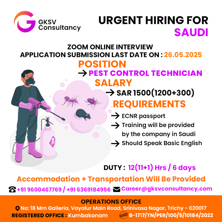 Urgent Hiring for saudi arabia