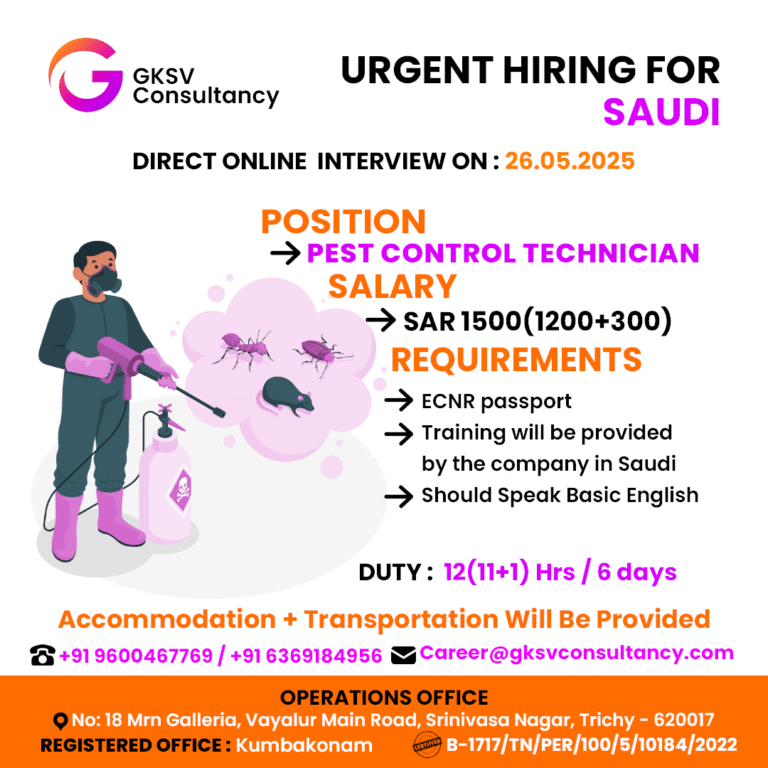 Urgent Hiring for saudi arabia