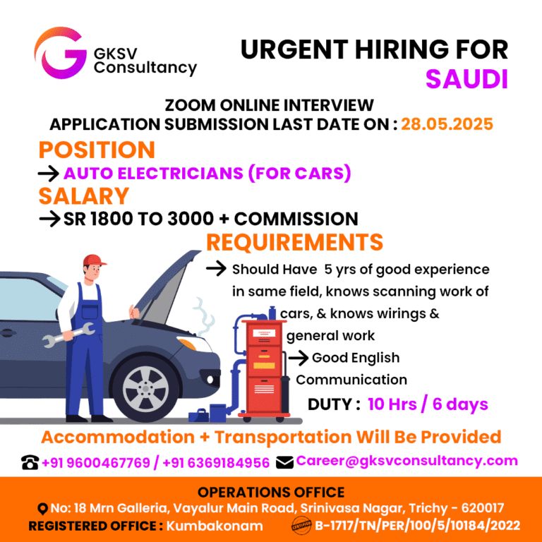 Urgent Hiring for saudi arabia