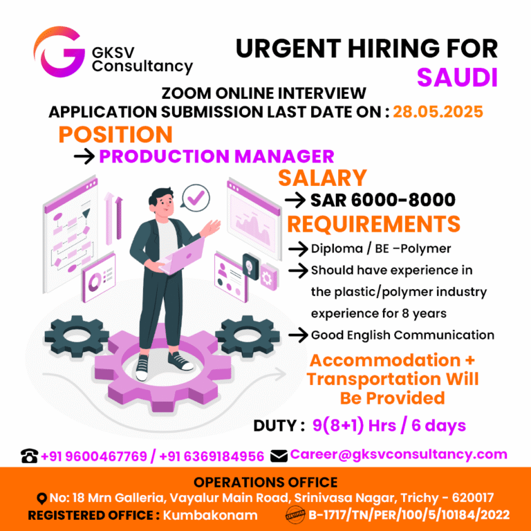 Urgent Hiring for saudi arabia