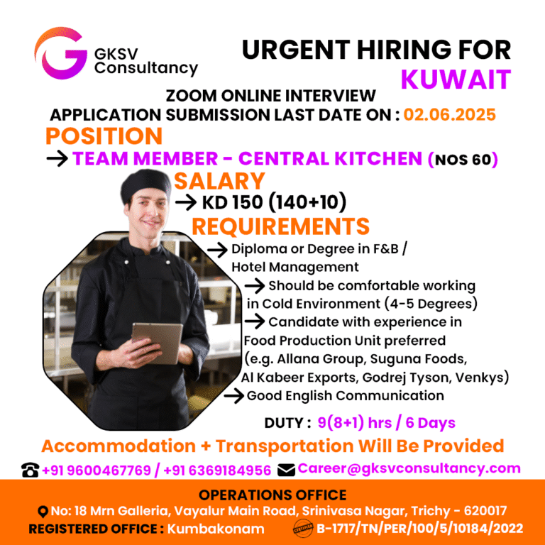 Urgent Hiring for Kuwait