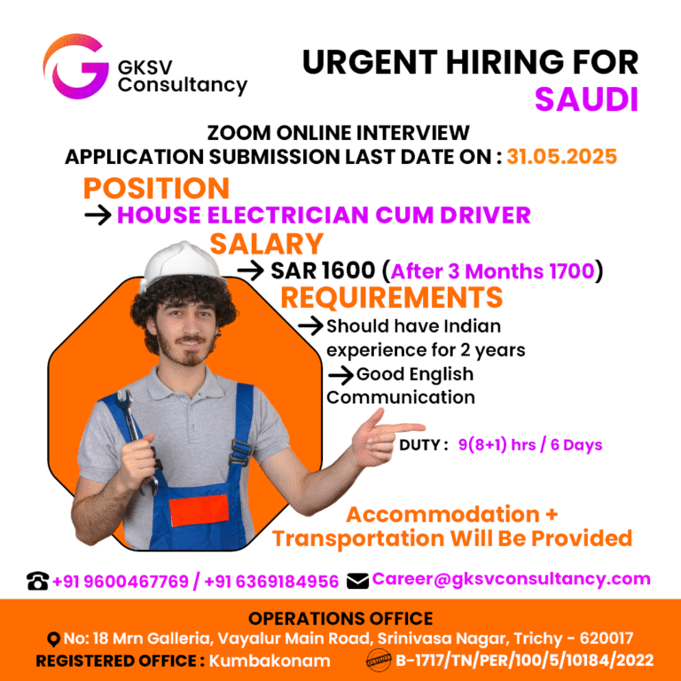 Urgent Hiring for saudi arabia