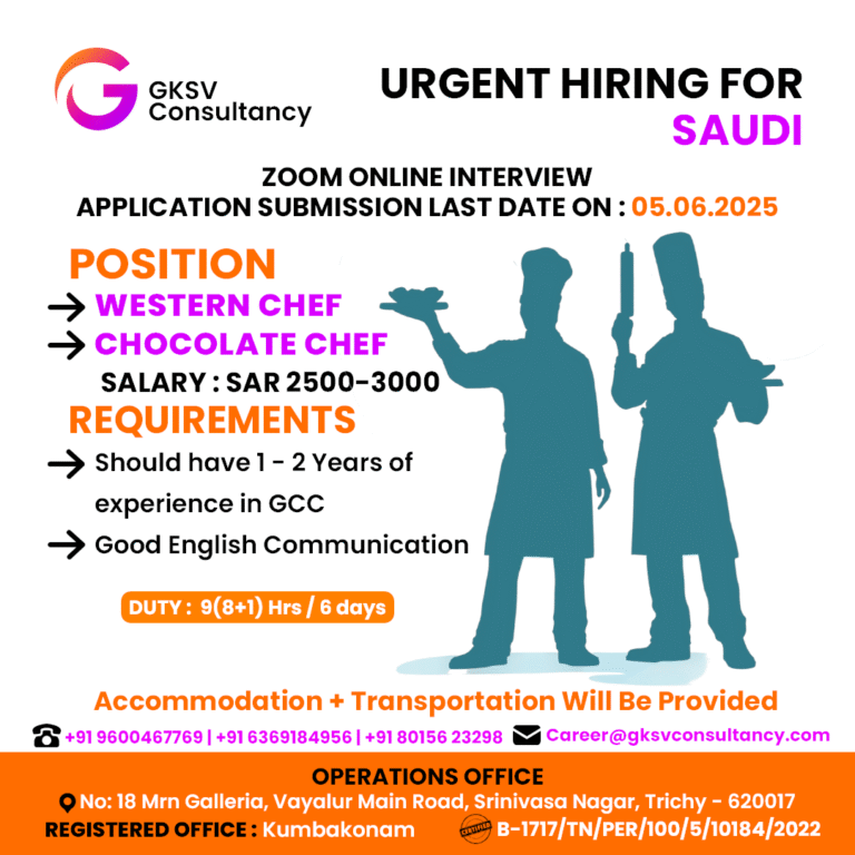 Urgent Hiring for saudi arabia