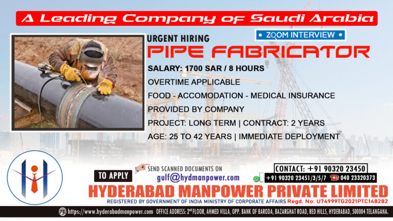 Urgent Hiring for A Leading Company of Saudi Arabia 4 Urgent Hiring for A Leading Company of Saudi Arabia