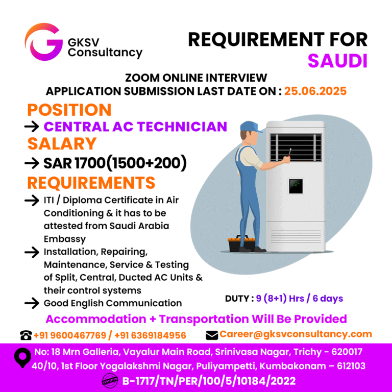 Urgent Hiring for saudi arabia
