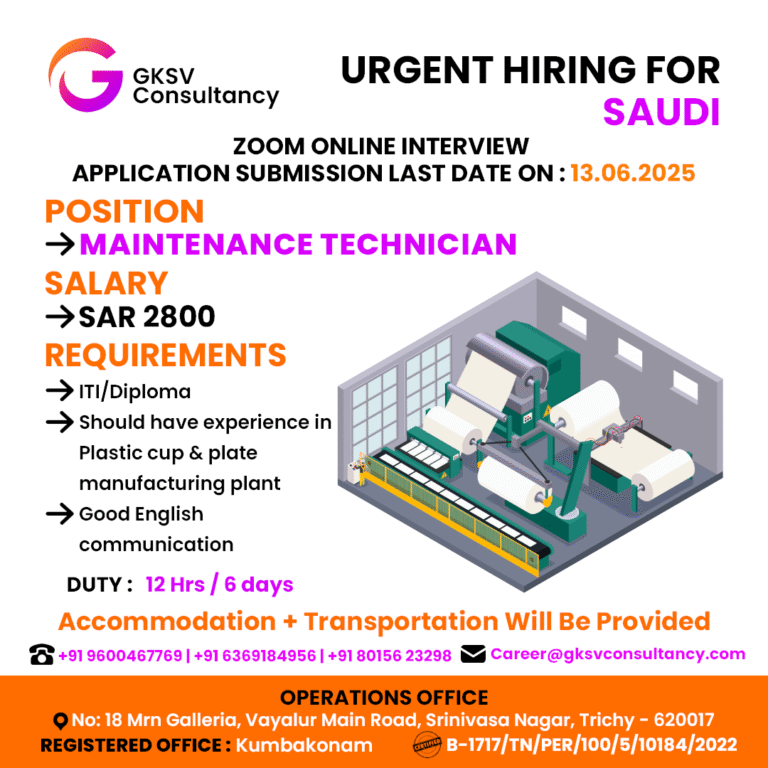 Urgent Hiring for saudi arabia