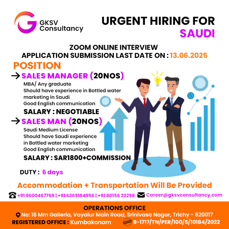 Urgent Hiring for saudi arabia