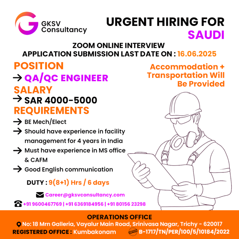 Urgent Hiring for saudi arabia