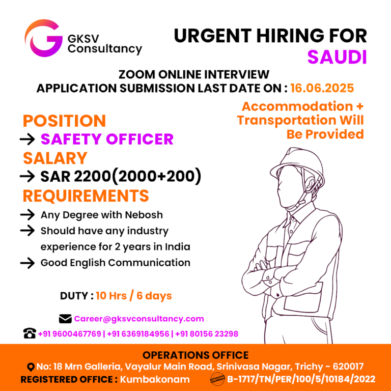 Urgent Hiring for saudi arabia
