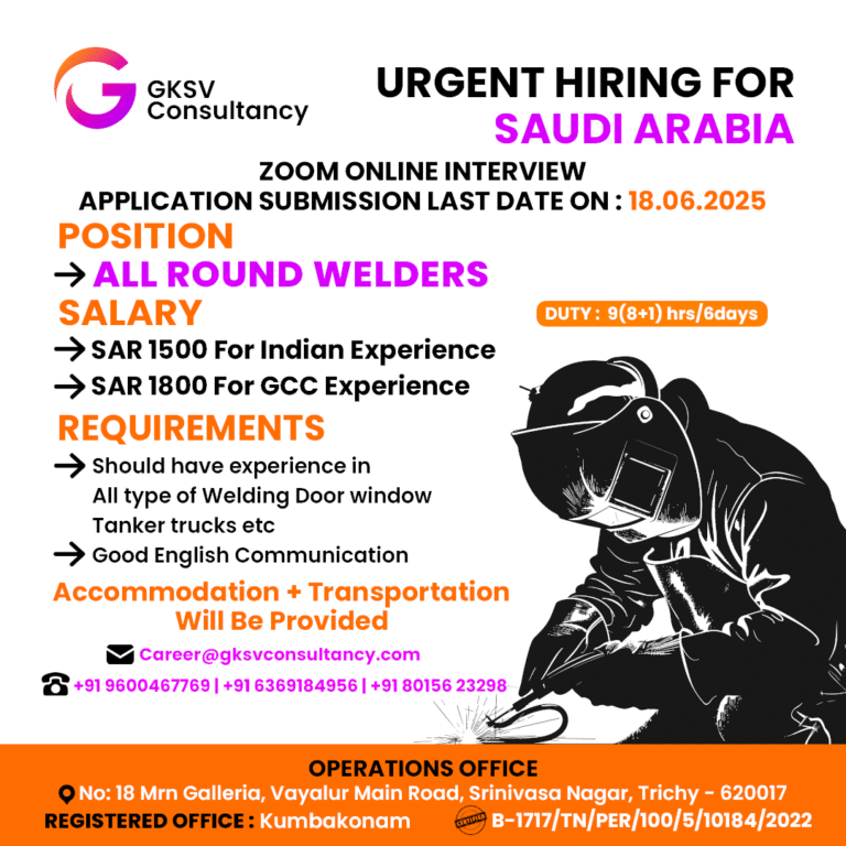 Urgent Hiring for saudi arabia