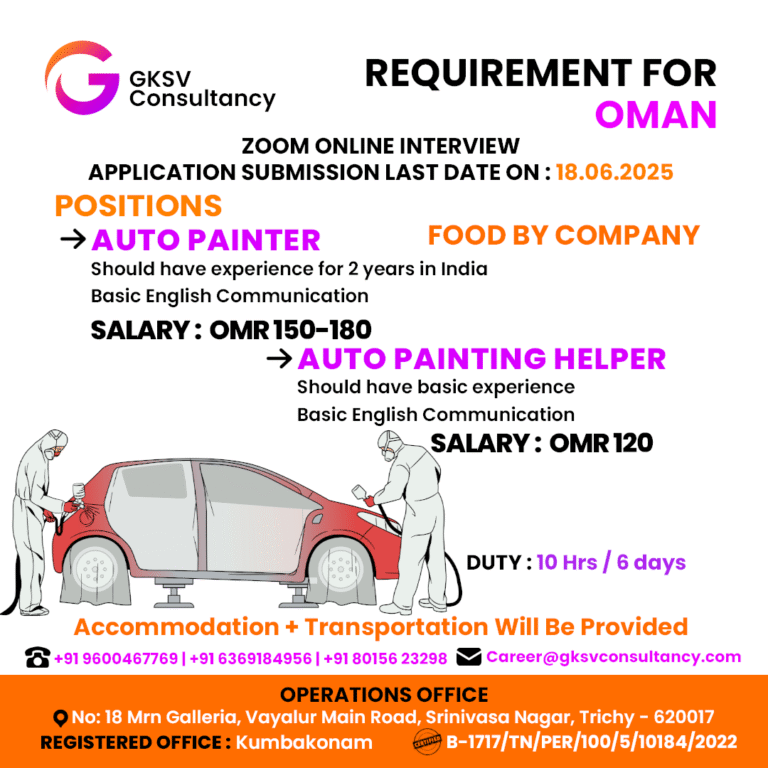 Urgent Hiring for Oman