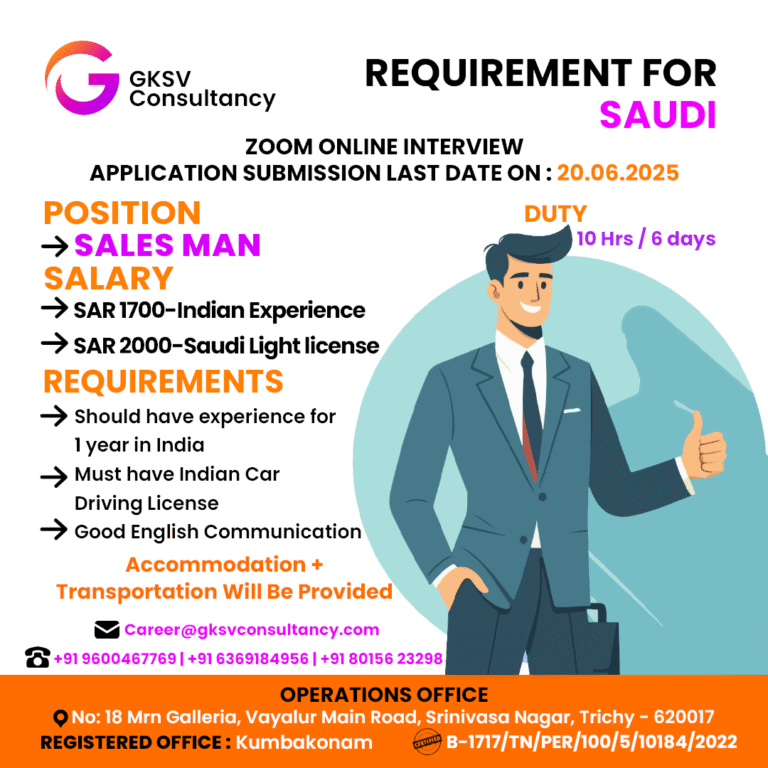 Urgent Hiring for saudi arabia