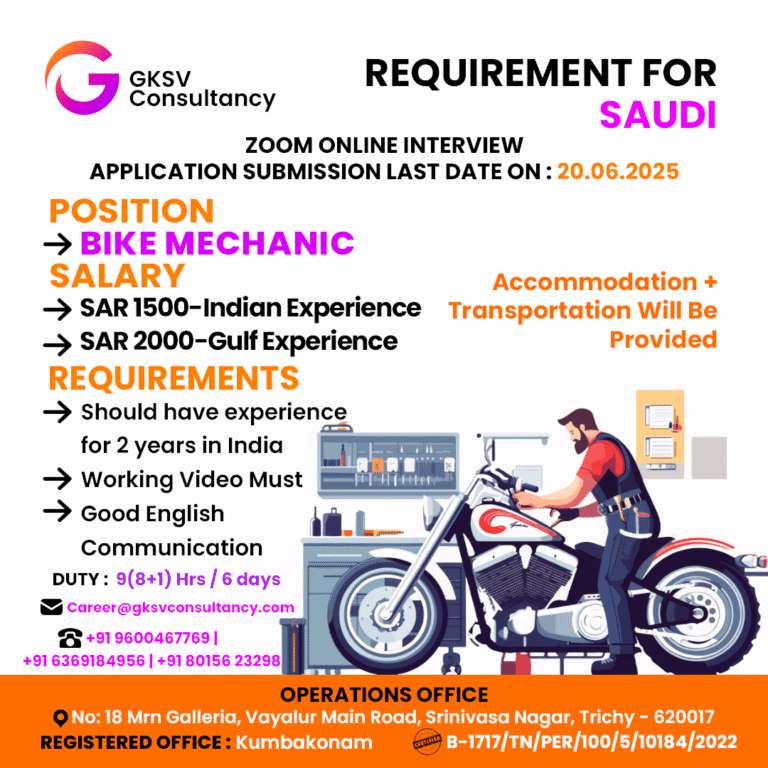 Urgent Hiring for saudi arabia