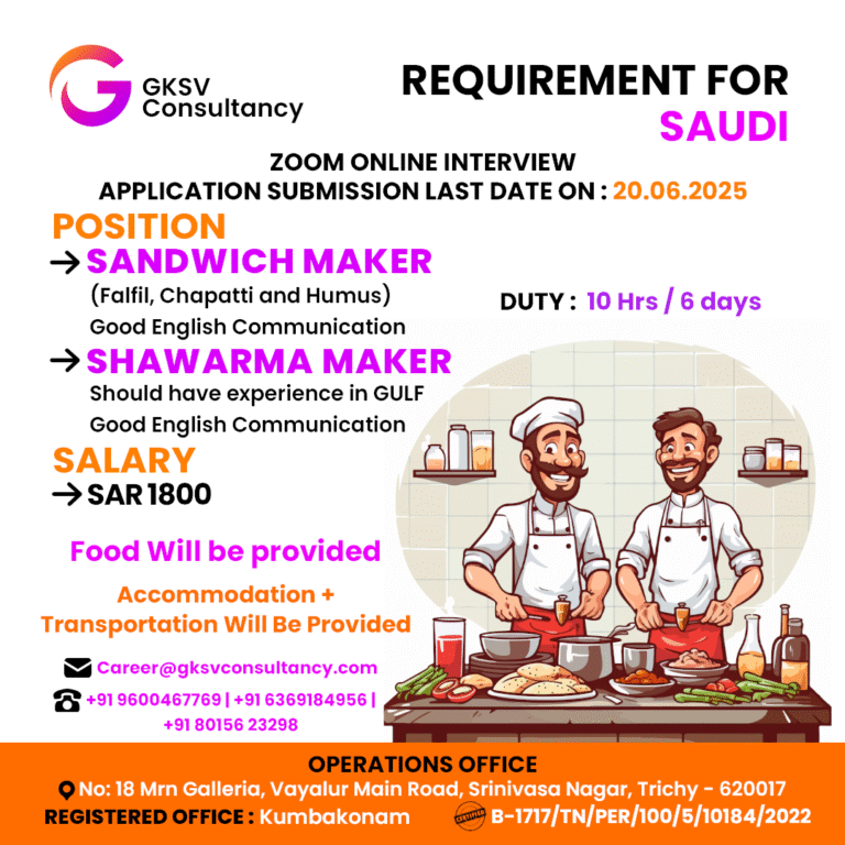 Urgent Hiring for saudi arabia