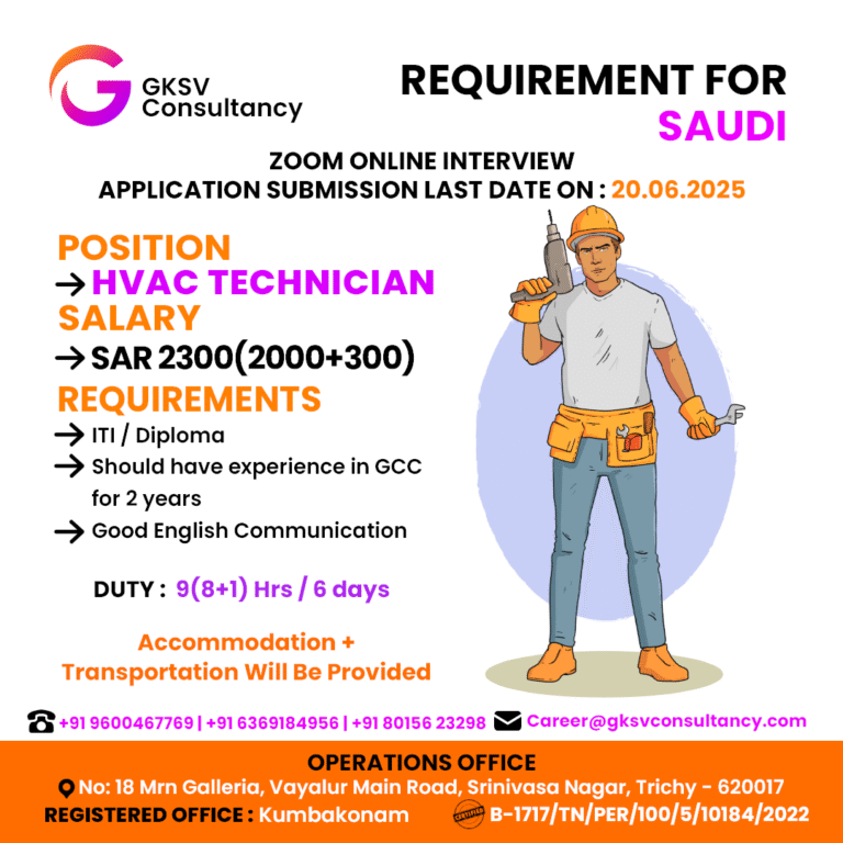 Urgent Hiring for saudi arabia