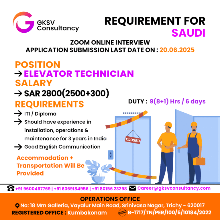 Urgent Hiring for saudi arabia