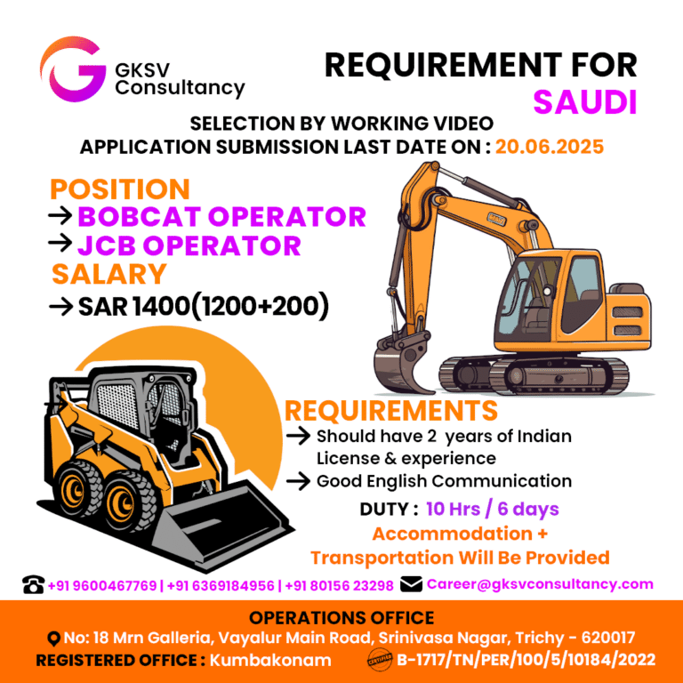 Urgent Hiring for saudi arabia