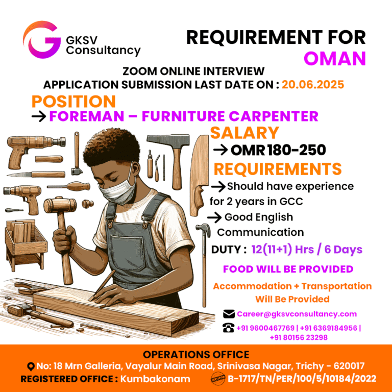 Urgent Hiring for Oman