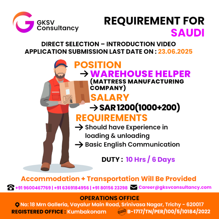 Urgent Hiring for saudi arabia